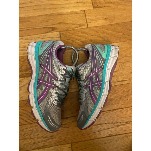 Asics Womens Athletic Running Shoes Size 8 Gray Purple Mesh Comfort Lightweight - Picture 5 of 10